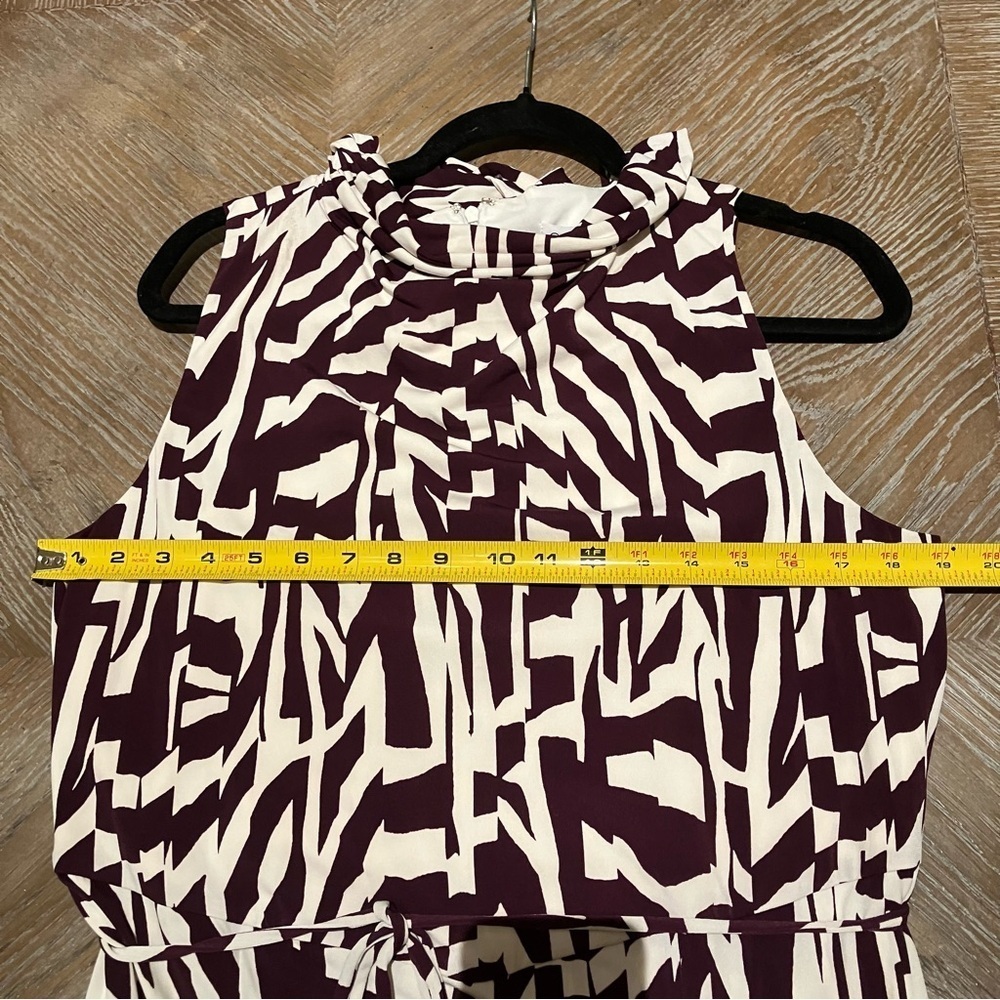 NWT Calvin Klein Eggplant and Cream Abstract Sleeveless Print Maxi Dress (XL) - Picture 6 of 12